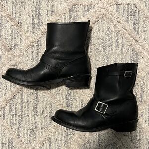 Frye Black Leather Boots with Buckle